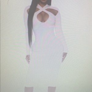 Sweater midi dress- cream  fashion nova